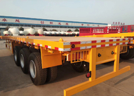 पीला फ्लैटबेड 3 एक्सल कंटेनर सेमी ट्रेलर ट्रक भारी उपकरण ले जाने वाला
