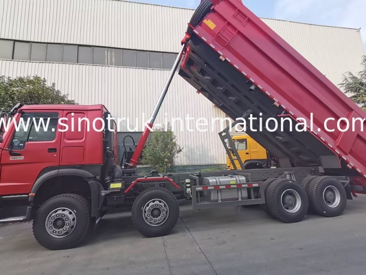 HOWO 12 पहिया Sinotruk 8X4 डंप ट्रक 400hp खनन के लिए LHD U प्रकार कंटेनर