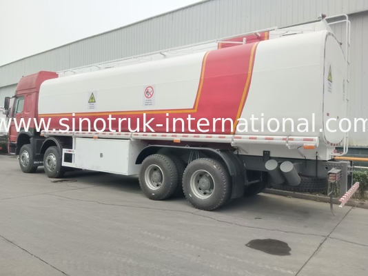 SINOTRUK HOWO लाल तेल टैंक ट्रक 400HP 8×4 12 पहियों उच्च क्षमता