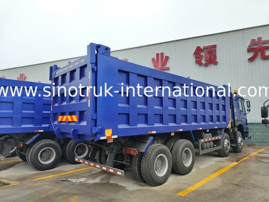8X4 ब्लू टिपर डंप ट्रक 380hp 12 पहिया सफेद H77L ZZ3317V3567B1 यू प्रकार
