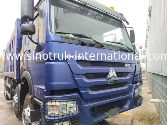 8X4 ब्लू टिपर डंप ट्रक 380hp 12 पहिया सफेद H77L ZZ3317V3567B1 यू प्रकार