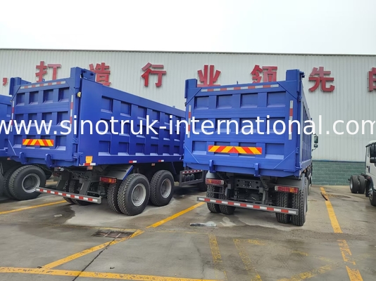 8X4 ब्लू टिपर डंप ट्रक 380hp 12 पहिया सफेद H77L ZZ3317V3567B1 यू प्रकार
