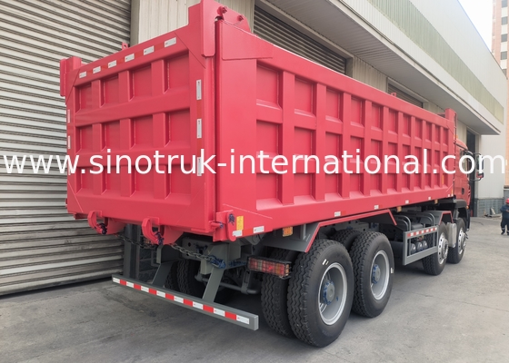 Sinotruk Howo टिपर डंप ट्रक Tx 400Hp यूरो 2 8 × 4 Lhd 12 पहियों लाल