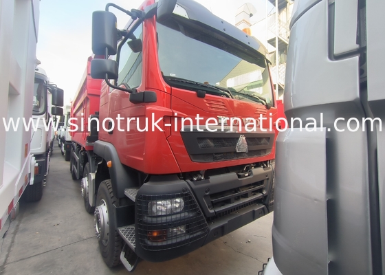 Sinotruk Howo टिपर डंप ट्रक Tx 400Hp यूरो 2 8 × 4 Lhd यू आकार कार्गो बॉक्स लाल