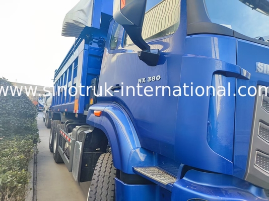 शक्तिशाली बहुमुखी HOWO 6x4 380HP ब्लू डंप ट्रक 20CBM स्क्वायर कार्गो बॉक्स और वाटरप्रूफ टारप फ्लिप कोव के साथ