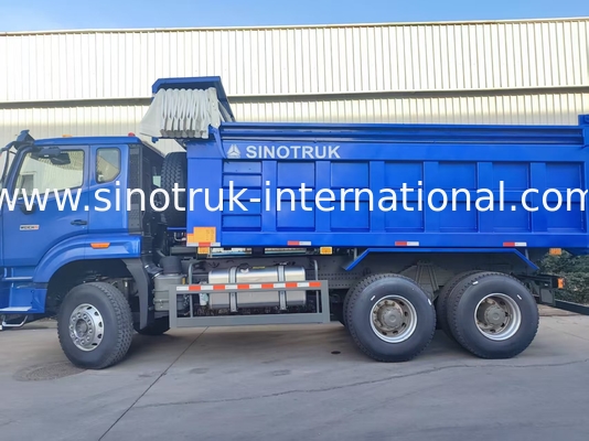 शक्तिशाली बहुमुखी HOWO 6x4 380HP ब्लू डंप ट्रक 20CBM स्क्वायर कार्गो बॉक्स और वाटरप्रूफ टारप फ्लिप कोव के साथ