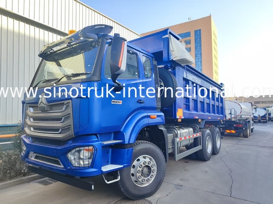 शक्तिशाली बहुमुखी HOWO 6x4 380HP ब्लू डंप ट्रक 20CBM स्क्वायर कार्गो बॉक्स और वाटरप्रूफ टारप फ्लिप कोव के साथ