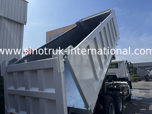SINOTRUK HOHAN Howo टिपर डंप ट्रक मध्य लिफ्टिंग वेइचाई इंजन 6 × 4 LHD आयताकार कार्गो बॉक्स सफेद 19-20CBM