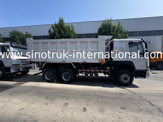 SINOTRUK इंजन 371HP 6 × 4 LHD HOWO डंप ट्रक व्हाइट 19-20CBM मध्य लिफ्टिंग