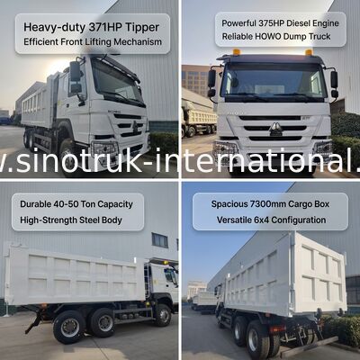 SINOTRUK HOWO 371HP 10 पहियों और आयताकार कार्गो बॉक्स के साथ भारी शुल्क टिपर डंप ट्रक