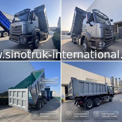 SINOTRUK HOHAN नया Howo टिपर डंप ट्रक मध्य लिफ्टिंग 6 × 4 RHD कार्गो बॉक्स 19-20CBM ग्राहक-अनुकूलित रंग डायमंड सिल्वर 400HP
