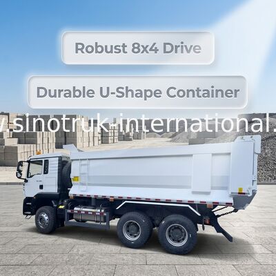 SINOTRUK HOWO TX मॉडल 380HP LHD टिपर डंप ट्रक 6X4 U-प्रकार कंटेनर सफेद