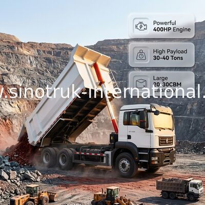 30-40T लोडिंग क्षमता और यूरो 3 उत्सर्जन मानक के साथ एसआईटीआरएके 430 पावर हेवी-ड्यूटी टिपर डंप ट्रक