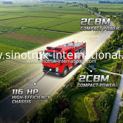 2CBM 4X2 116HP अग्निशमन ट्रक कृषि अग्निशमन इंजन परिदृश्य निर्माण के लिए ट्रक
