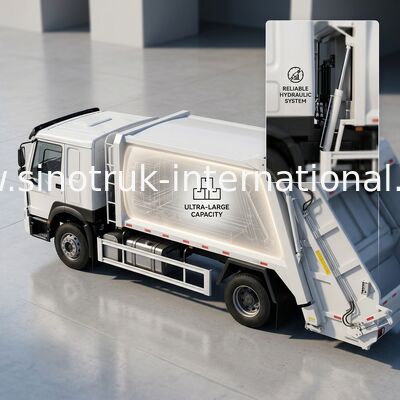 कुशल अपशिष्ट प्रबंधन के लिए 30T रोलिंग फोर्स के साथ SINOTRUK 300 HP 4×2 संपीड़ित कचरा ट्रक