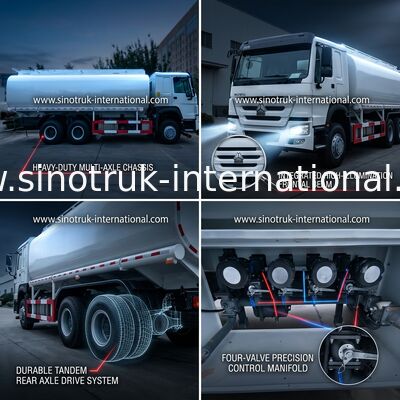 परिवहन के लिए HOWO 6 × 4 10 पहियों का तेल टैंक ट्रक 400HP 20CBM