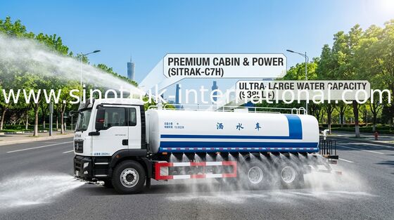 SINOTRUK SITRAK वाटर टैंक ट्रक 6x4 LHD 15-20CBM स्प्रेइंग रेंज वाइड