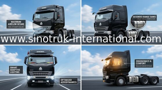 SINOTRUK HOWO A7 अंतर्राष्ट्रीय ट्रक ट्रैक्टर आरएचडी, हेड ट्रक ट्रेलर
