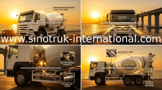 LHD 6×4 10पहिए कंक्रीट मिक्सर ट्रक हाई हॉर्सपावर 336HP