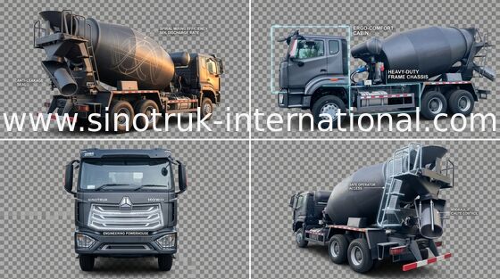 Sinotruk Howo N7 कंक्रीट मिक्सर ट्रक 6-10CBM 6 X 4 यूरो 2 380 एचपी