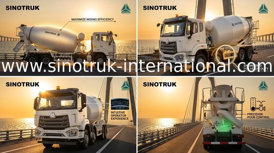 HOWO SINOTRUK कंक्रीट मिक्सर ट्रक व्हाइट 10CBM 380HP 8X4 RHD