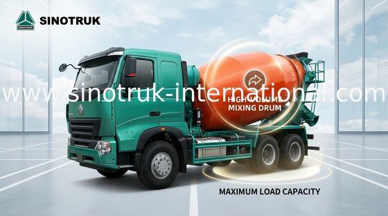 निर्माण स्थल SINOTRUK HOWO A7 के लिए बड़ी क्षमता कंक्रीट मिक्सर ट्रक