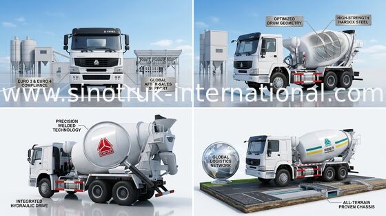 कंक्रीट मिक्सर ट्रक SINOTRUK HOWO 10CBM 290 एचपी 6X4 एलएचडी ZZ5257GJBM3841W