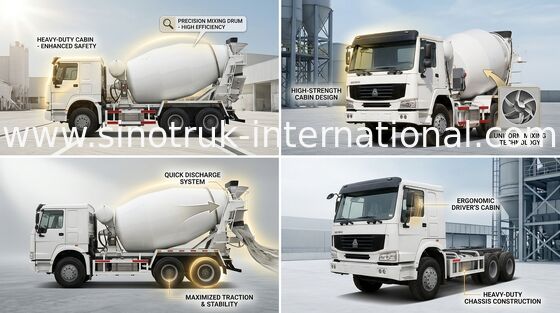 कंक्रीट मिश्रक ट्रक SINOTRUK HOWO 10CBM 336 एचपी 6X4 एलएचडी ZZ5257GJBN3841W