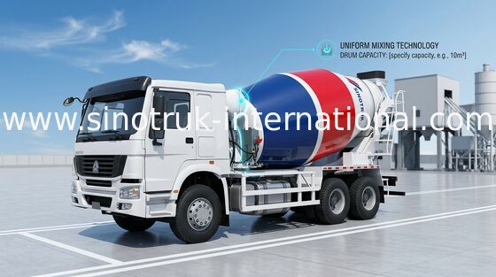 SINOTRUK HOWO कंक्रीट मिक्सर ट्रक 10 सीबीएम 290 एचपी 6X4 एलएचडी ZZ5257GJBM3841W