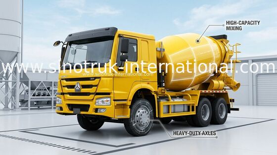 कंक्रीट मिक्सर ट्रक SINOTRUK होओ 12 सीबीएम यूरो 2 336 एचपी 6 एक्स 4 एलएचडी जेडजेएस 5257 जीजेबीएन4048 डब्ल्यू