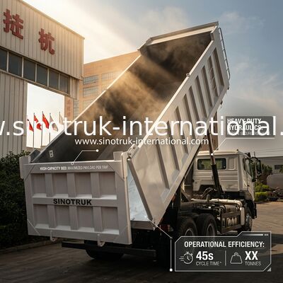 SINOTRUK HOHAN Howo टिपर डंप ट्रक मध्य लिफ्टिंग वेइचाई इंजन 6 × 4 LHD आयताकार कार्गो बॉक्स सफेद 19-20CBM