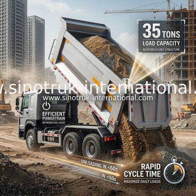 SINOTRUK HOWO 371HP 8X4 टिपर डंप ट्रक निर्माण पुराना फ्रंट फेस सैन्य बम्पर खनन क्षेत्रों के लिए दो चेतावनी लाइटें यू टाइप कंटेनर