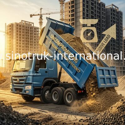 आकर्षक ब्लू HOWO 8×4 380HP 26.91CBM डंप ट्रक जहां पावर हर लोड में सटीकता से मिलता है!