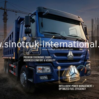 8X4 ब्लू टिपर डंप ट्रक 380hp 12 पहिया सफेद H77L ZZ3317V3567B1 यू प्रकार