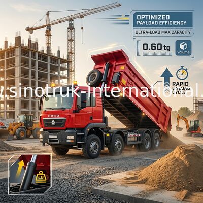 Sinotruk Howo टिपर डंप ट्रक Tx 400Hp यूरो 2 8 × 4 Lhd यू आकार कार्गो बॉक्स लाल
