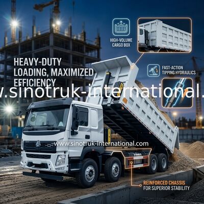 SINOTRUK HOWO 380HP टिपर डंप ट्रक 12 पहिया LHD 31 टन 20-30CBM V7-X कैब