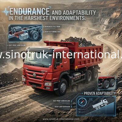 SINOTRUK HOWO 380HP एलएचडी टिपर डंप ट्रक 6X4 लाल