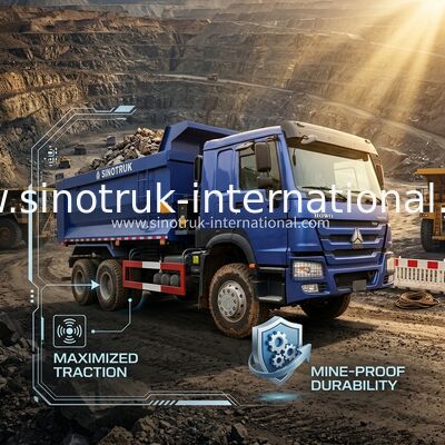 पूर्ण ड्राइवकम ईंधन की खपत 380HP ब्लू HOWO टिपर ट्रक आरएचडी 6×6 10 पहियों