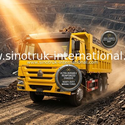 Sinotruk Howo टिपर डंप ट्रक 10 व्हील्स 400Hp 6 × 4 मिडल लिफ्टिंग येलो