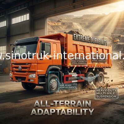 सिनोट्रुक होवो टिपर डंप ट्रक वीचाई 380एचपी 6 × 4 5200 - 5800 मिमी निर्यात के लिए