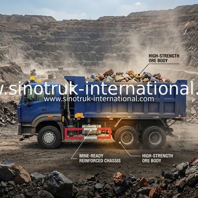 Sinotruk N7 टिपर डंप ट्रक 10 पहिए 400Hp 6 × 4 वार्निंग लाइट के साथ