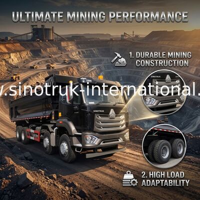 SINOTRUK HOHAN 8×4 काला टिपर डंप ट्रक निर्माण के लिए