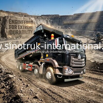 Sinotruk HOWO टिपर डंप ट्रक 8X4 371hp 12 पहिए काला N7 ZZ3317V386JB1R