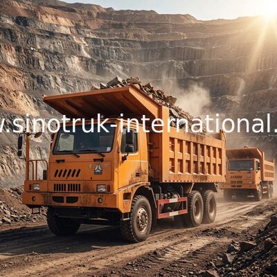 खनन उद्योग के लिए 6X4 LHD माइनिंग टिपर डंप ट्रक 371HP 70 टन SINOTRUK HOWO