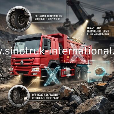लाल SINOTRUK HOWO 371HP 6x4 टिपर डंप ट्रक LHD