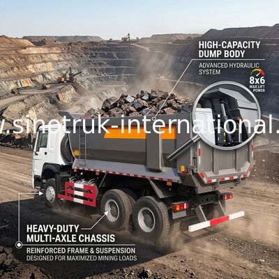 टिपर डंप ट्रक SINOTRUK HOWO 25t 336HP 6X4 LHD 10 - 25CBM ZZ3257N3647A