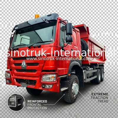 एलएचडी 6×6 10 पहियों ZZ3257V4357B1R 380HP लाल सभी ड्राइव HOWO टपर ट्रक उच्च अश्वशक्ति कम ईंधन की खपत