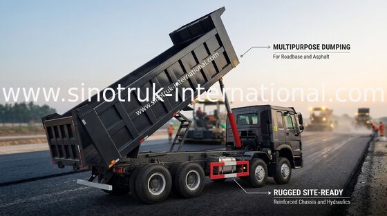 खनन के लिए 12 पहियों Sinotruk HOWO 8X4 डंप ट्रक 400hp
