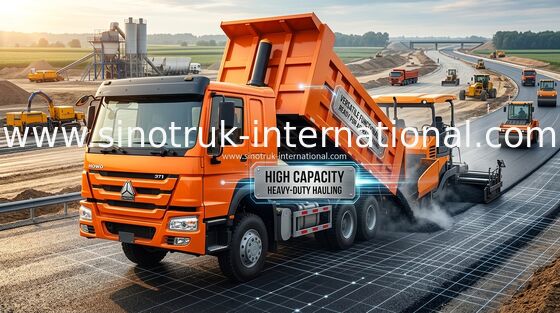 Orange Sinotruk Howo Dump Truck 371 HP 12 Wheels LHD High Loading Capacity