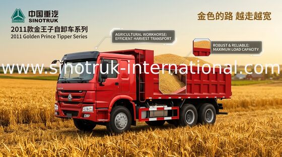 SINOTRUK गोल्डन प्रिंस डंप ट्रक 10Wheels 336 एचपी आरएचडी 25-30 टाट्स ZZ3251N3641W
